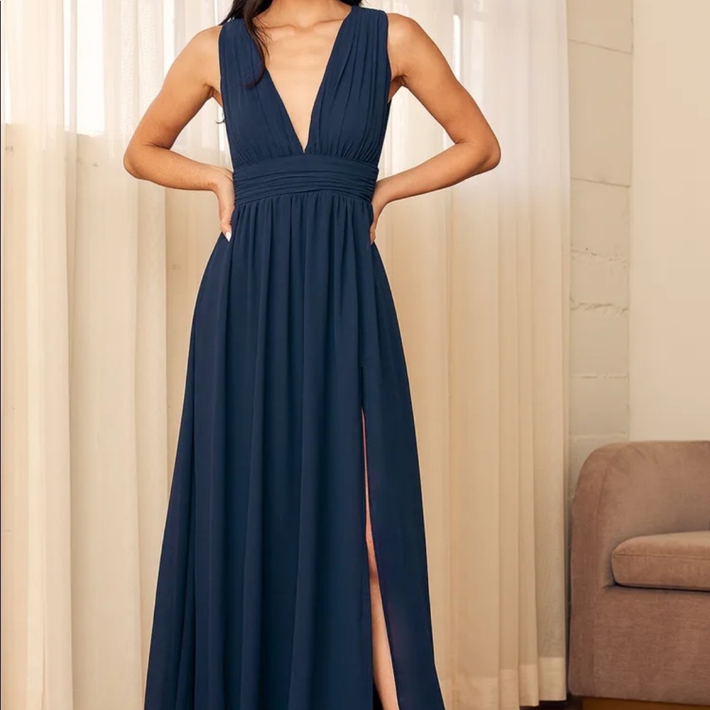 Lulus heavenly hues navy blue maxi dress
